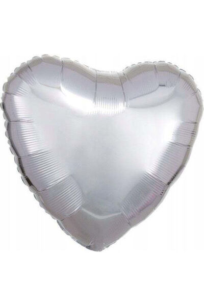 AMSCAN Balon folie inimă argintiu 43cm