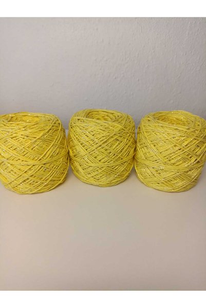 kartopya Simli Sarı Renkli Koton Örgü İpi 300gr(3x100 Gr)