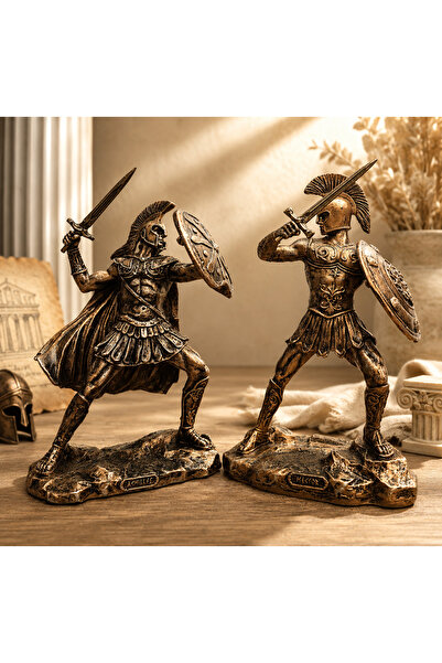 Antioch Art And Design Achilles ve Hector İkili Biblo Truva Savaşı Dekoratif ...
