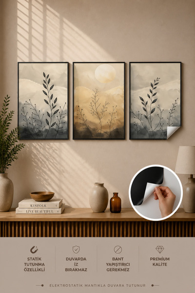 Statik Tutunma Özellikli Tablo - Poster Çiçek (Model- 43)