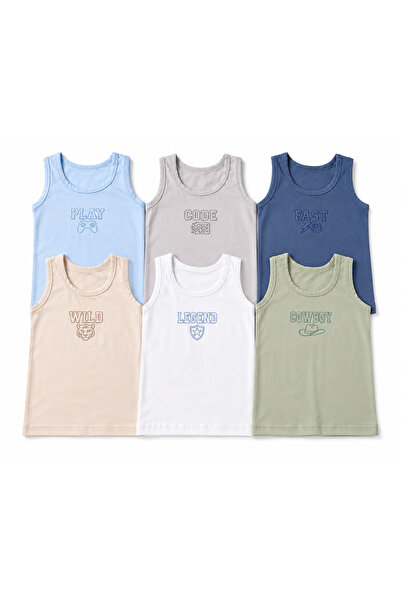 KOTA Boys' Undershirts 6-Pack Solid Color Embossed Pattern 95% Cotton Round N...