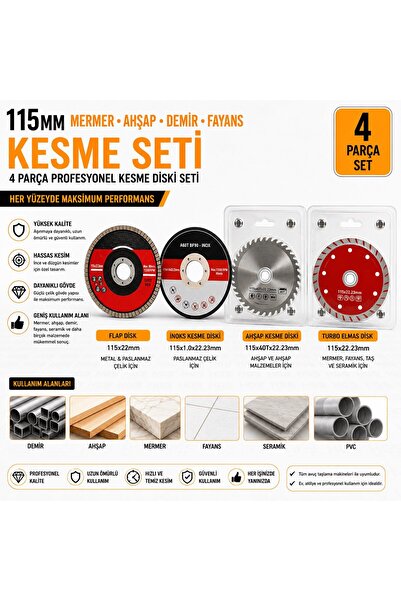 Trendhane 115 MM MERMER AHŞAP DEMİR FAYANS KESME SETİ 4 PCS