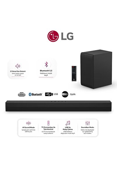 LG 2.1 Kanal Akustik ve Net Ses Kalitesi AI Sound Pro 300W Soundbar & Ev Sien...