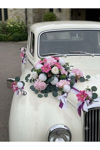 DİVA FLOWER EVENT Lüx Yapay Gelin Arabası Çiçeği Seti – 70-75 CM Vantuzlu Kap...