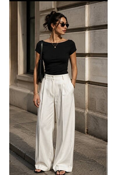 Trendol fashion life Kayık Yaka Omuzları Binmeli Bluz