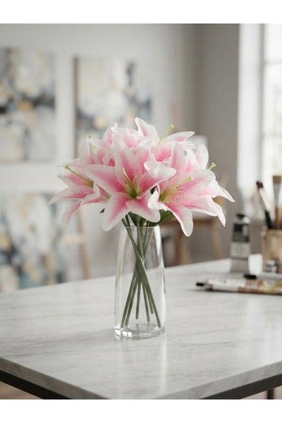 Lilac Home Yapay Çiçek 6’Lı Pembe Tiger Lily (Benekli Zambak)
