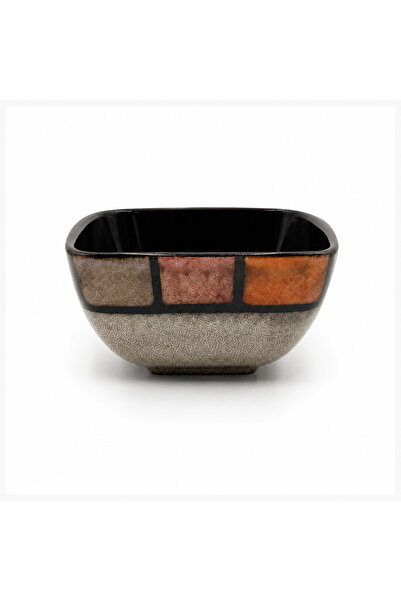 BRANDLESS Bol pătrat din ceramică cu design rustic mozaic, pentru servire sal...