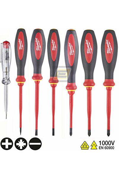 Milwaukee Set 7 șurubelnițe de electrician VDE 1000V cu 7 capete interschimba...