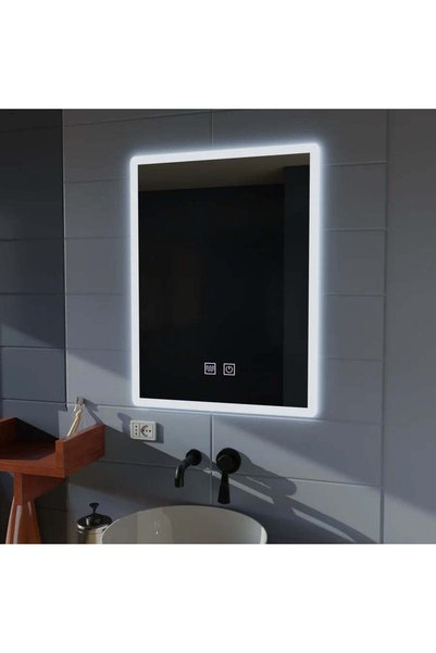 CMHOME Oglinda LED Rentagulara, 60x80cm, Touch VENERA , Sistem Dezaburire,Dimabila