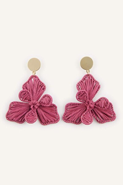 DeFacto Women's Straw Weave Fuchsia Earrings H6131Axns