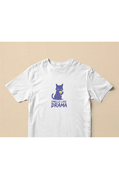 buzagi تي شيرت أبيض كبير الحجم للجنسين من Smells Like Drama