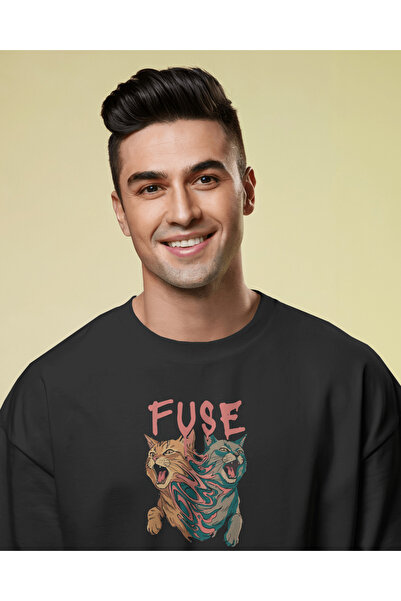 buzagi Fuse Oversize Unisex Black T-Shirt