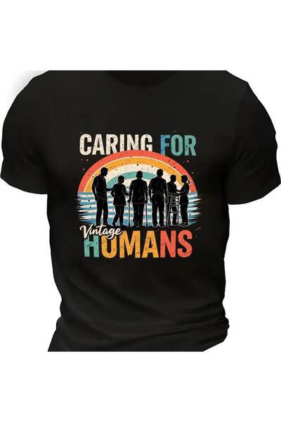 12 Teknoloji 100% Pure Cotton Caring Humans Vintage T-Shirt Unisex Soft Breat...