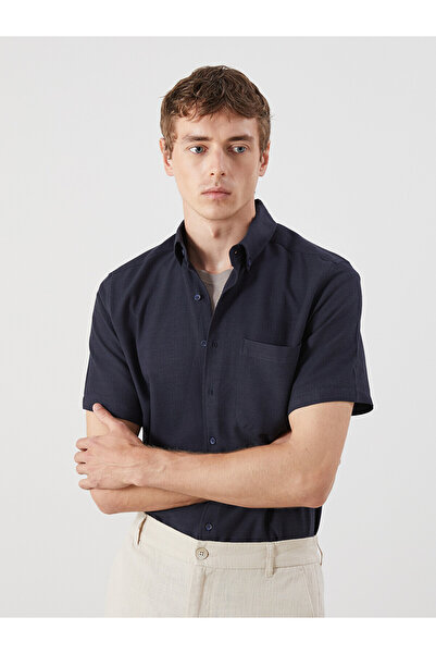 LC Waikiki Nevavm Regular Fit Short Sleeve Gabardine Men's Shirt with Difference