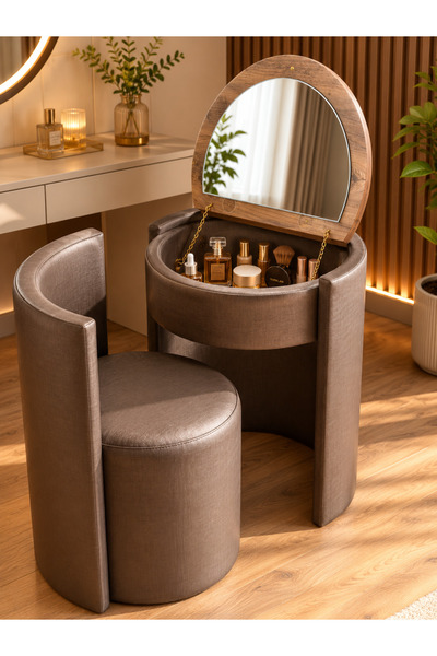 AY CONCEPT Elegance Aynalı Makyaj Aynası Masası ve Berjer