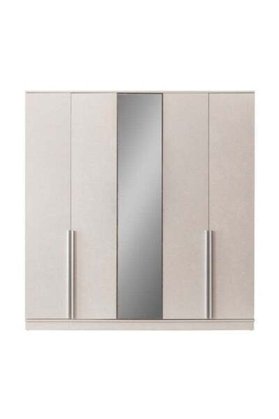 Danube Home Gotham 5 Door Wardrobe With Mirror | Sturdy Closet Clothes Storag...