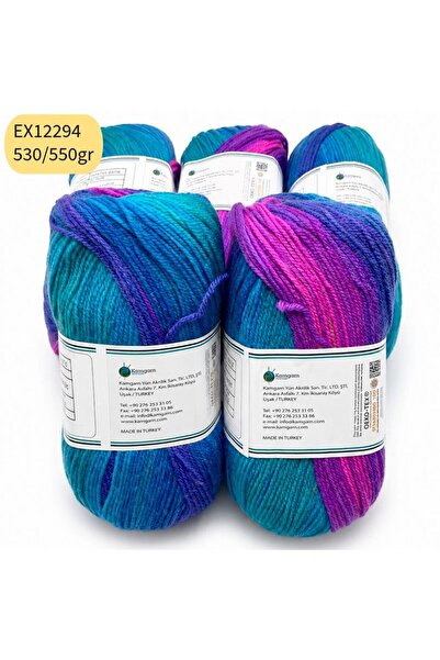 Oxford İplik İhraç Fazlası 5'li Paket 530/550 gr Akrilik Ebruli EX12294