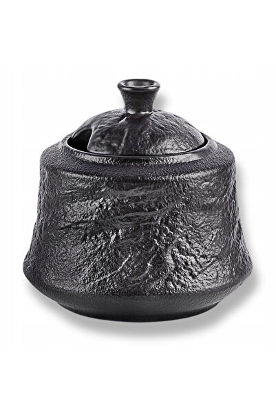 WILMAX ENGLAND Zaharnita din Portelan Negru cu capac, 280 ml, 10x10 cm, Slate...