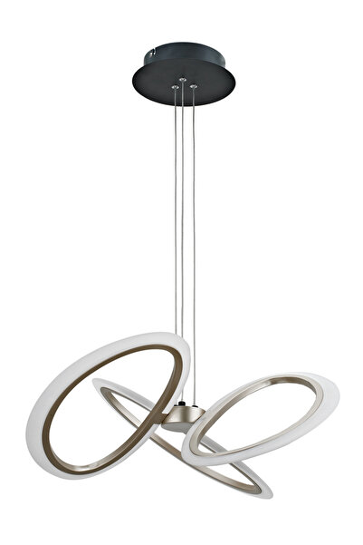 POWERTECH LED φωτιστικό οροφής HLL-0205, 40W, 4000K, Φ53x120cm, οπάλ χρυσό/μαύρο