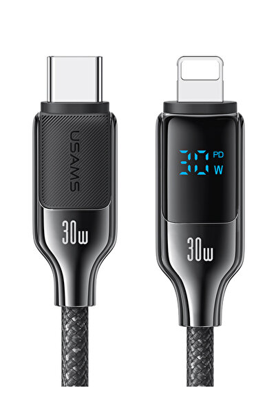 Usams καλώδιο Lightning σε USB-C SJ741, 30W, 480Mbps, 1.2m, μαύρο
