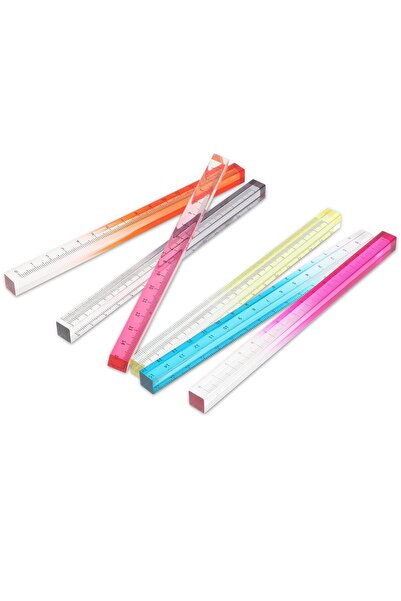 Arabest 6-Piece Colorful Clear Acrylic Ruler Set, 6 Inch Cube Straight Rulers...