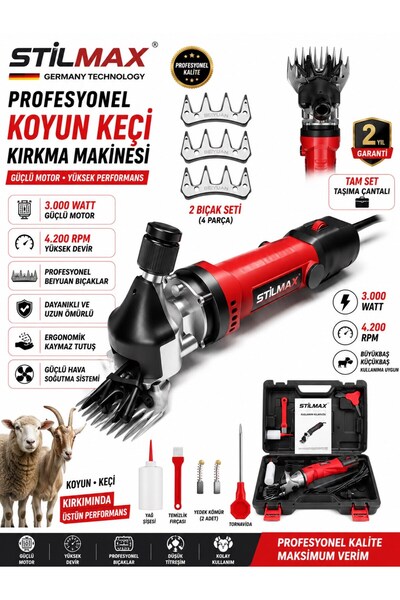 stilmax Elektrikli Koyun Kırkma Makinesi 3000W 4200 RPM Keçi Büyükbaş Küçükba...