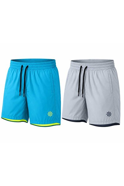 atlanticsport Men's Swim Shorts 2-Piece Swim Shorts with Rudder Logo