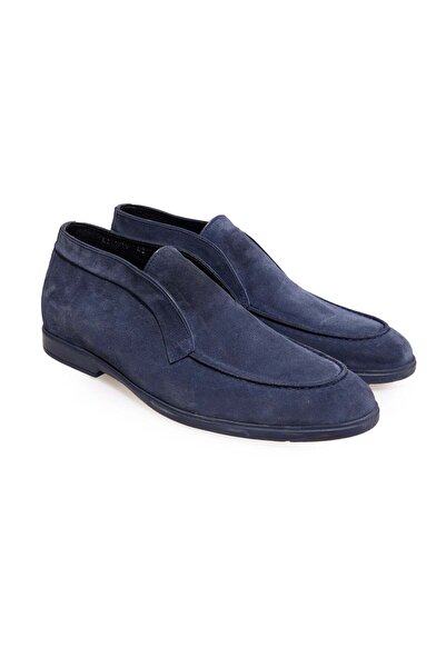 FRANCO CALVANI Blue Color Laceless Genuine Leather Suede Men's Shoes