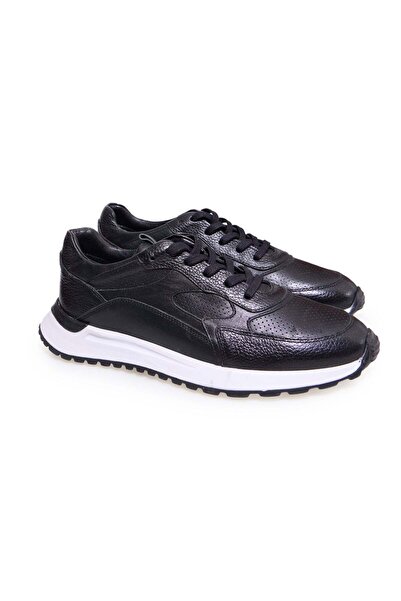 FRANCO CALVANI Black Color Lace-Up Genuine Leather Men's Shoes