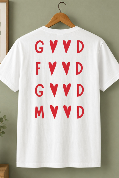 Spoyi Good Mood Design 100% Cotton Half Oversize White T-Shirt