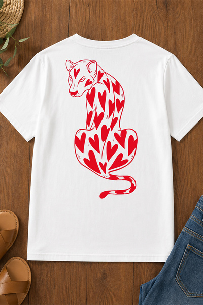Spoyi Cheetah dizajn 100% pamuk polu-oversize bela majica