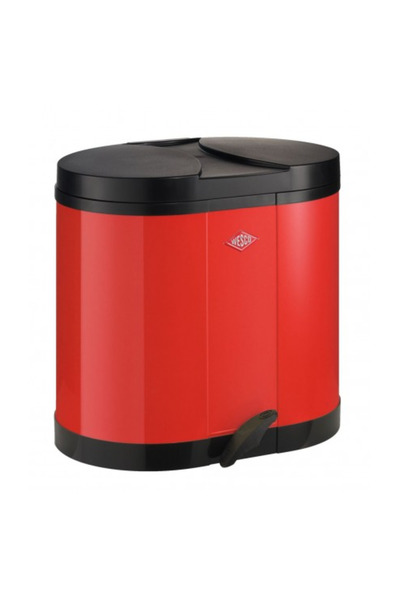 Wesco Cos de gunoi set 2x15l, Beta, rosu, 30l, din otel vopsit electrostatic
