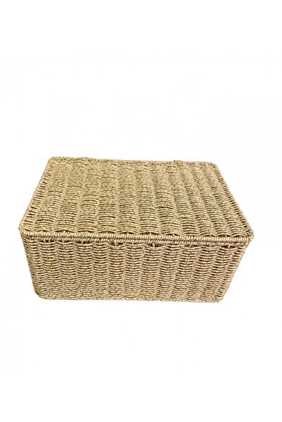 MİEN Kapaklı Küçük Boy Hasır Sandık 24x33x15 cm
