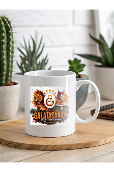 Kupa Bardak Fabrikası Galatasaray Temalı Baskılı Beyaz Porselen Kupa Bardak