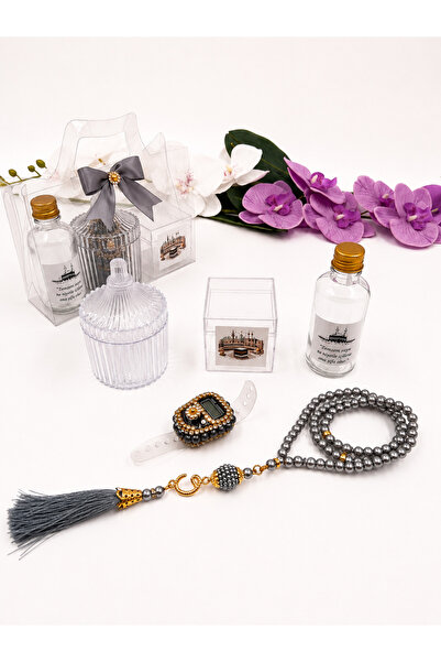 Uğurlu Hac Gift Zi̇ki̇rmati̇k Tesbi̇h Zemzem Bottle Date Box 10 Pieces