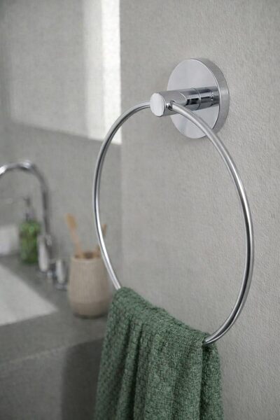 Yıldızan Mrt Shop Chrome Plated Round Ring Bathroom - Kitchen Towel Rack S-10...