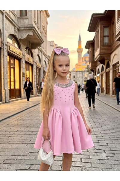 aykidsclup Girl's Stone Embellished Evening Dress with Bag 1920P