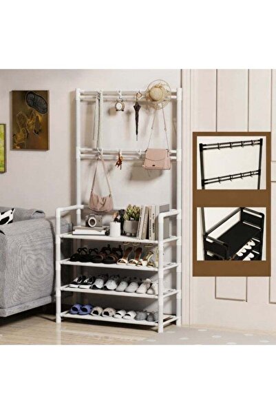 Zaprus 4-Tier Shoe Rack Organizer with Hooks – Heavy-Duty Metal Shoe Storage ...
