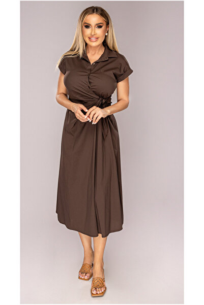 OEM Women's dress, brown, three-quarter length, S/M