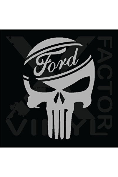 Amo-Stickers Sticker Auto Ford Skull 25cm Gri inchis