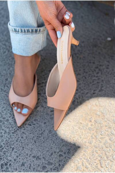 I Love Shoes Boreni Nude Matte Leather Women's Heeled Slippers