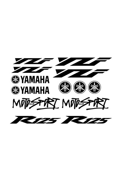 Amo-Stickers Αυτοκόλλητο μοτοσικλέτας Yamaha Yzf R125, Σετ Άνω-Κάτω, Σκούρο Γκρι