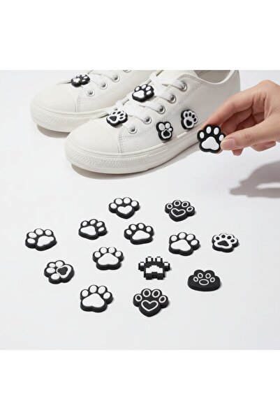 cowo 15'li Kedi Pati Ayakkabı Bağcık Charm Seti | Bağcıktan Geçmeli Sneaker A...