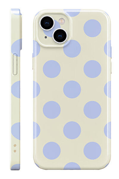 WANNA PROTECT iPhone 14 Mavi Puantiye Protect Slim Parlak Tam Kaplayan Baskı ...