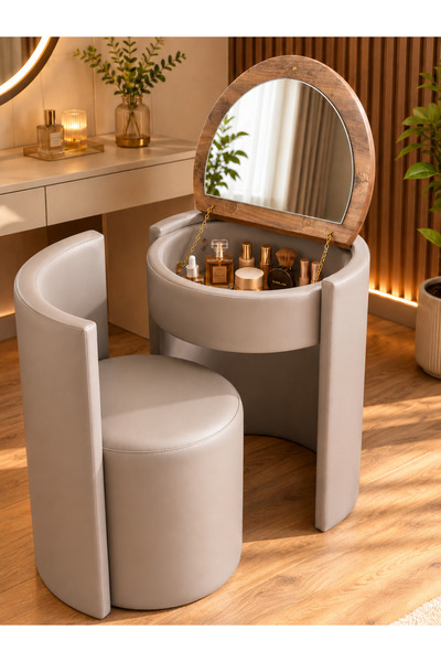 AY CONCEPT Elegance Aynalı Makyaj Aynası Masası ve Berjer