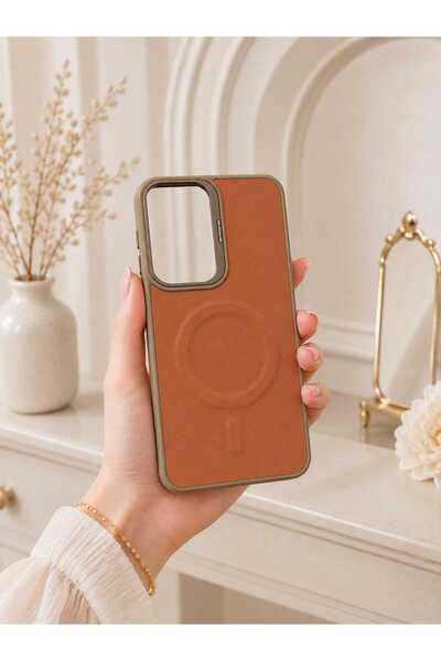 Case Samsung Galaxy S23 ULTRA KAHVERENGİ Deri MagSafe Uyumlu Telefon Kılıfı |...