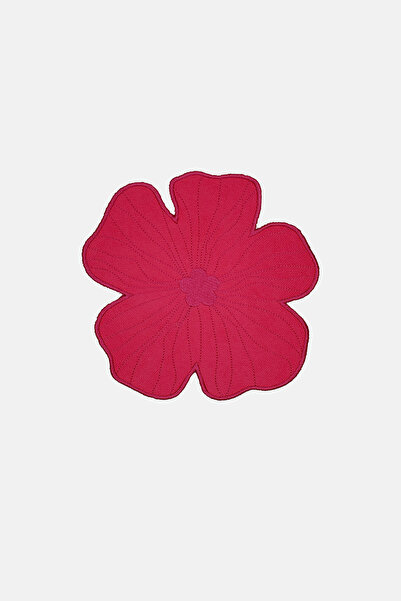 decofav Fuchsia Pink Petal Patterned Embroidery Edge Cocktail Napkin 1 Piece