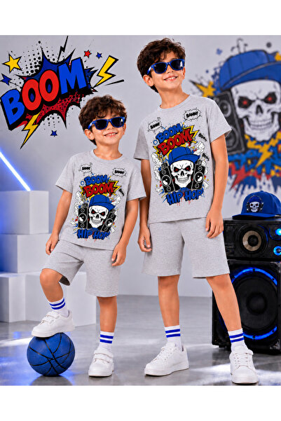 Generic Brand Boy's Shorts Set Cotton Boom Boom Hip Hop Printed Summer 2-Piec...