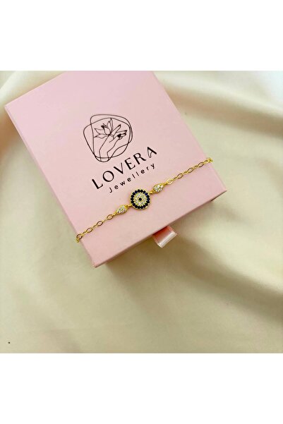 Lovera Jewellery 925 Ayar Gümüş Sertifikalı 14K Gold Renk Nazar Boncuğu Bileklik