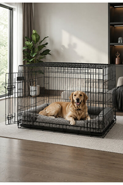 TncPatiShop Büyük Boy Lüx Katlanabilir Köpek Kafesi | İki Kapılı Metal Tel Ke...